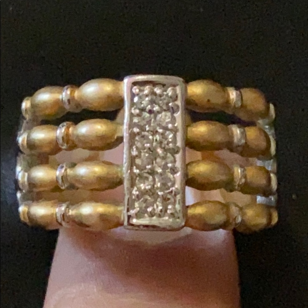 Silver Plated/Gold Toned With Faux Diamond Ring